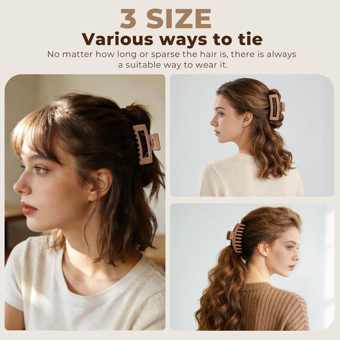 Matte Hair Claw Clips - 12 Pack in 3 Styles | Durable Non-Slip Hold for All Hair Types