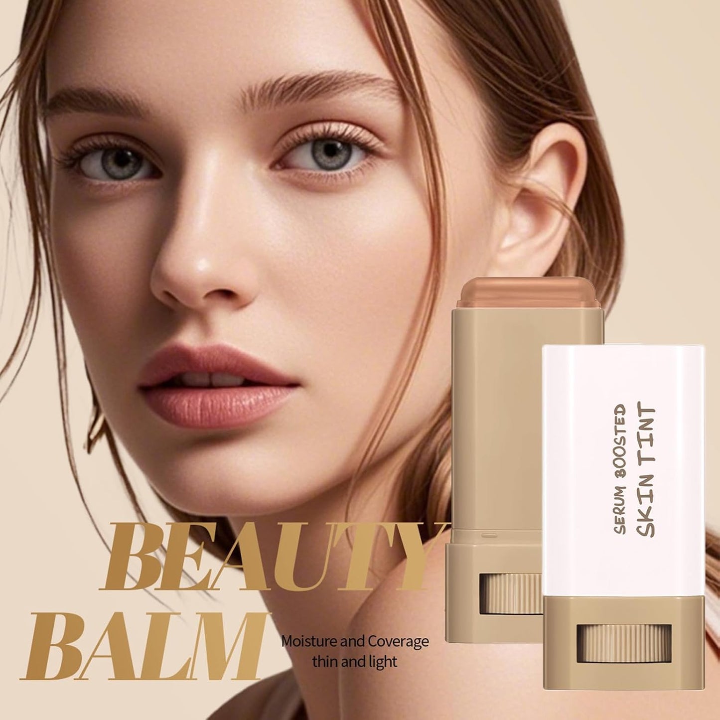 Beauty Balm Serum - Hydrating Tinted Moisturizer Stick | Lightweight Foundation with Sheer to Medium Coverage, Radiant Finish