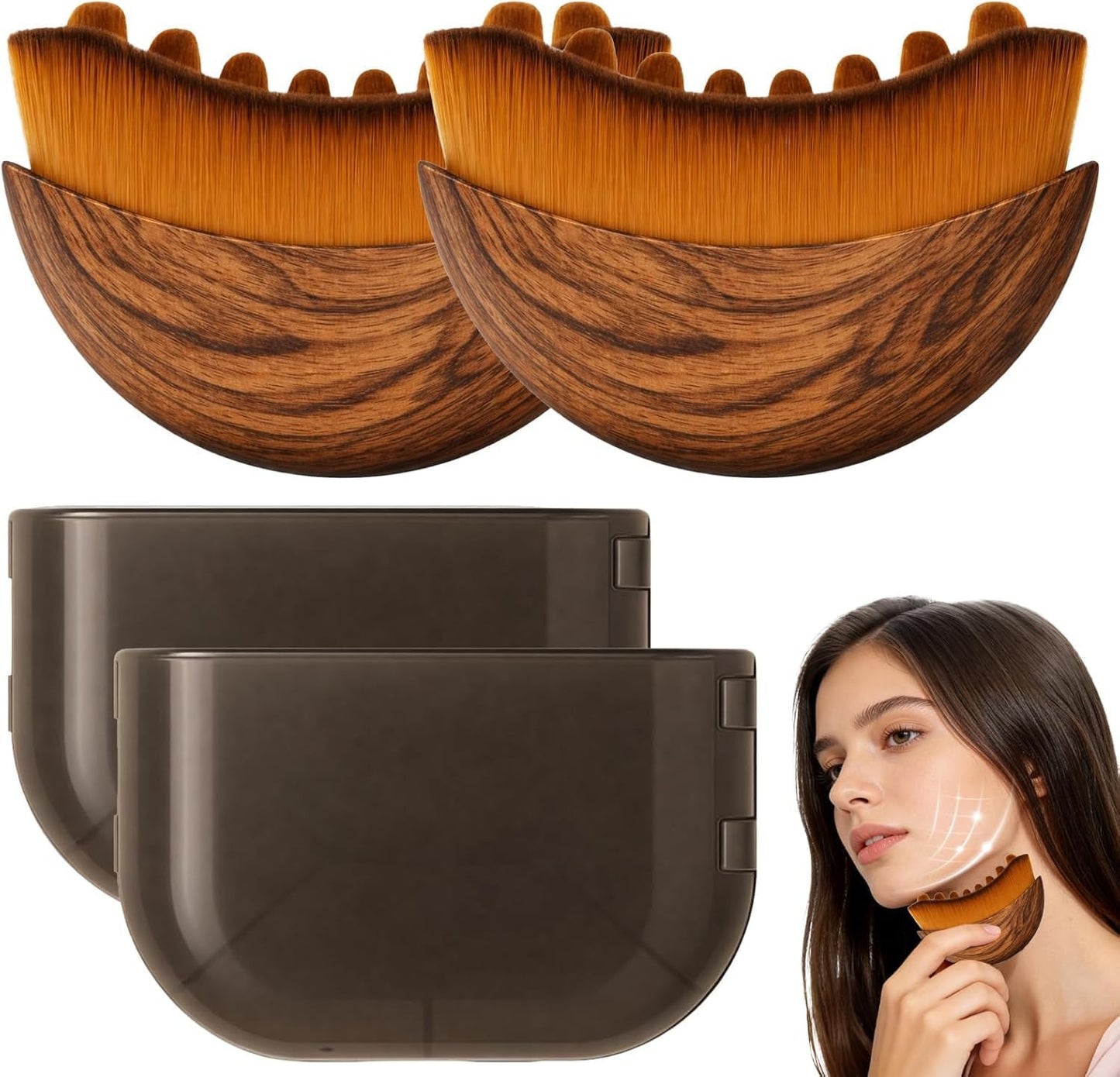 Lymphatic Contour Face Brush - Gua Sha Tool for Lymphatic Drainage & Relaxation | 2-Piece Set