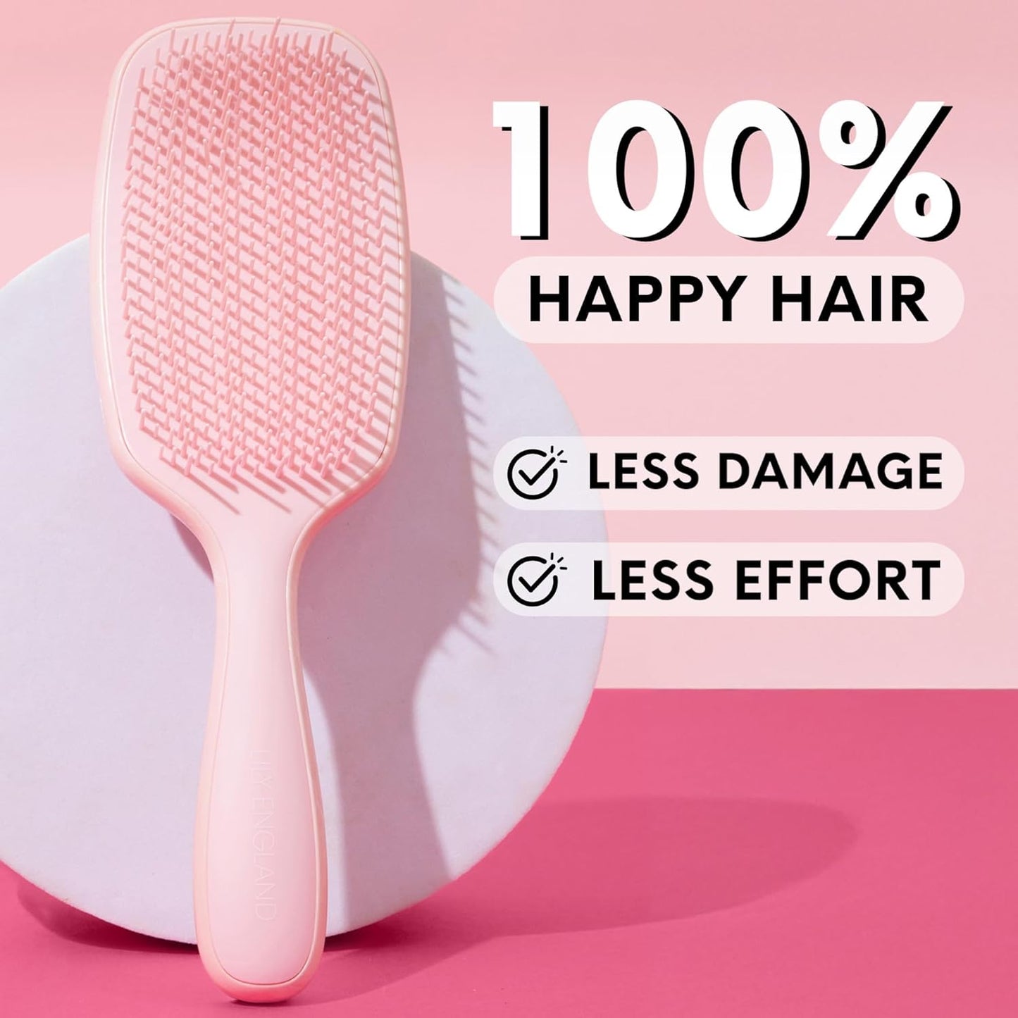Lily England Detangling Brush - Pain-Free Styling for Curly Hair | Flexible Bristles, Rose Gold Design
