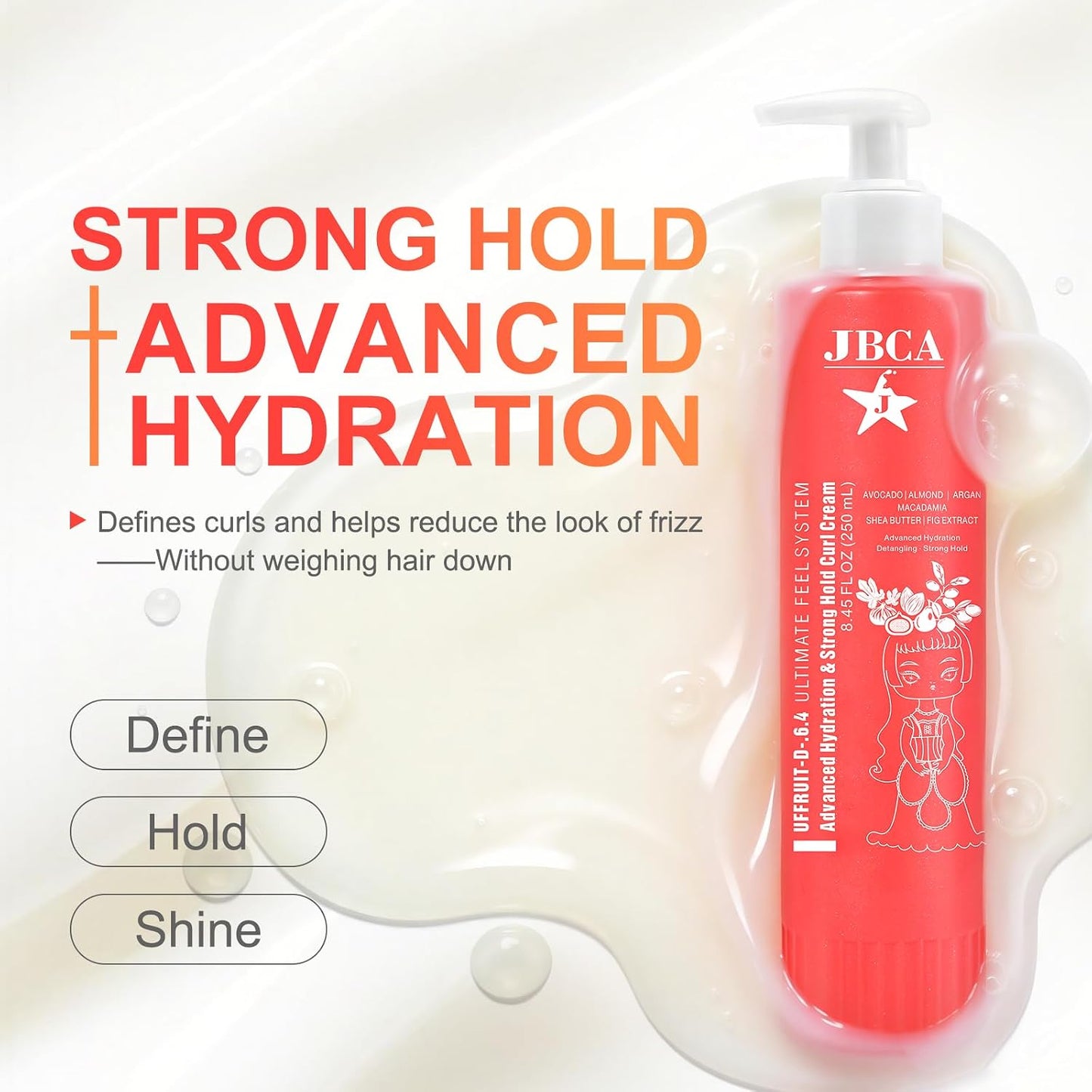 Curl Defining Cream for Wavy & Curly Hair - Anti-Frizz Formula with Shea Butter & Vitamin B5 | 8.45 Oz