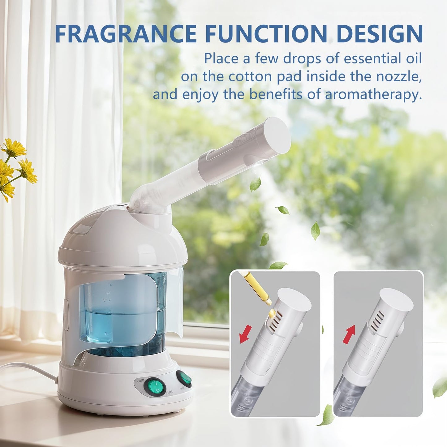 Saicool 3 in 1 Facial Steamer, Hair Steamer, Air Humidifier Hot Mist Moisturizing Hydration System, Portable Facial Atomizer Spa for Personal Care Use at Home Salon