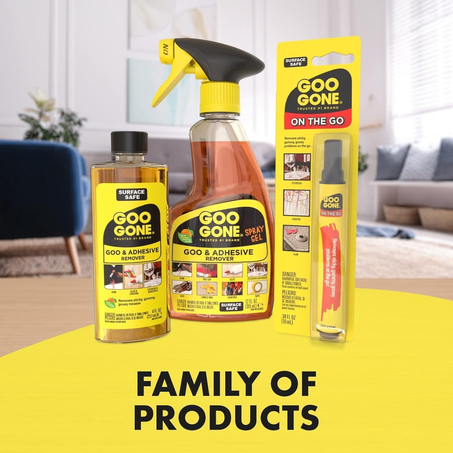 Goo Gone Adhesive Remover Spray Gel - 12 Oz Citrus Formula for Glue, Stickers, Tape & Grease Cleanup | Ideal for Hard Surfaces & Fabrics