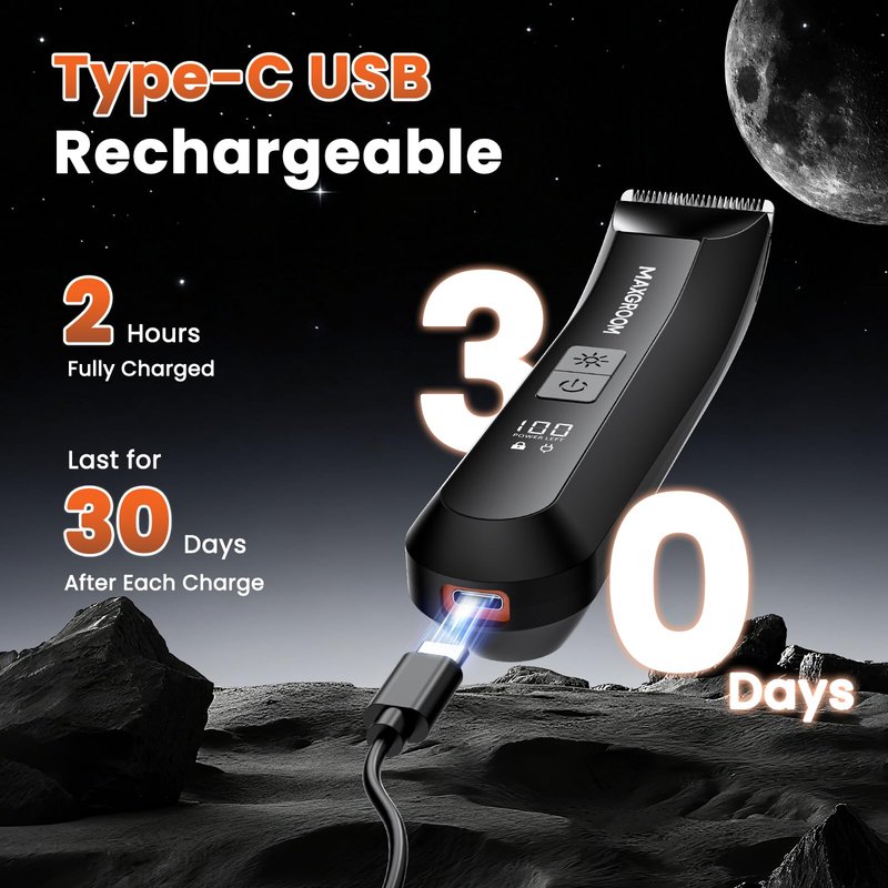MAXGROOM Manscape 3-In1 Body & Pubic Hair Trimmer for Men, IPX7 Waterproof Ball & Groin Shaver with LED Light, Electric Razor with Travel Pouch & USB Rechargeable, Gifts for Men (Black)