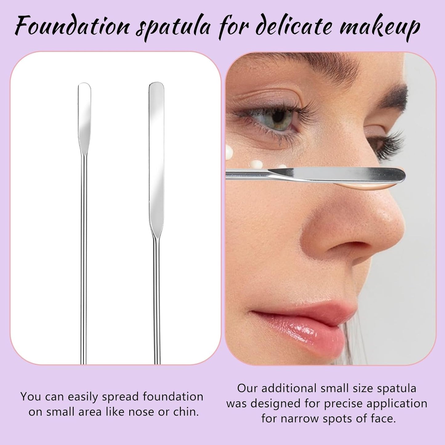 Makeup Spatula Set - 3 Pcs Stainless Steel Foundation Applicators | Professional Mixing Tools for Even Application