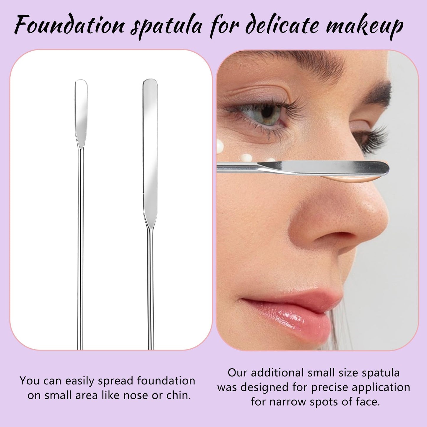 3 Pcs Makeup Spatula,Foundation Cosmetic Spatula,Stainless Steel Facial Beauty Spatulas Tiny Face Professional Makeup Palette Mixer Face Cream Applicator Mixing Tool for Even Application Double Edged
