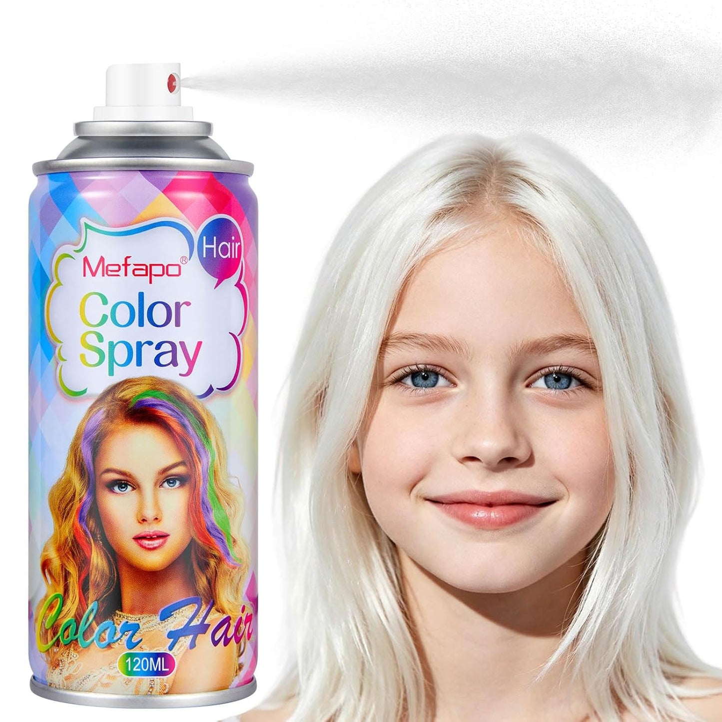 Temporary White Hair Color Spray - Washable Dye for Kids & Adults | 4.06oz for Cosplay & Parties