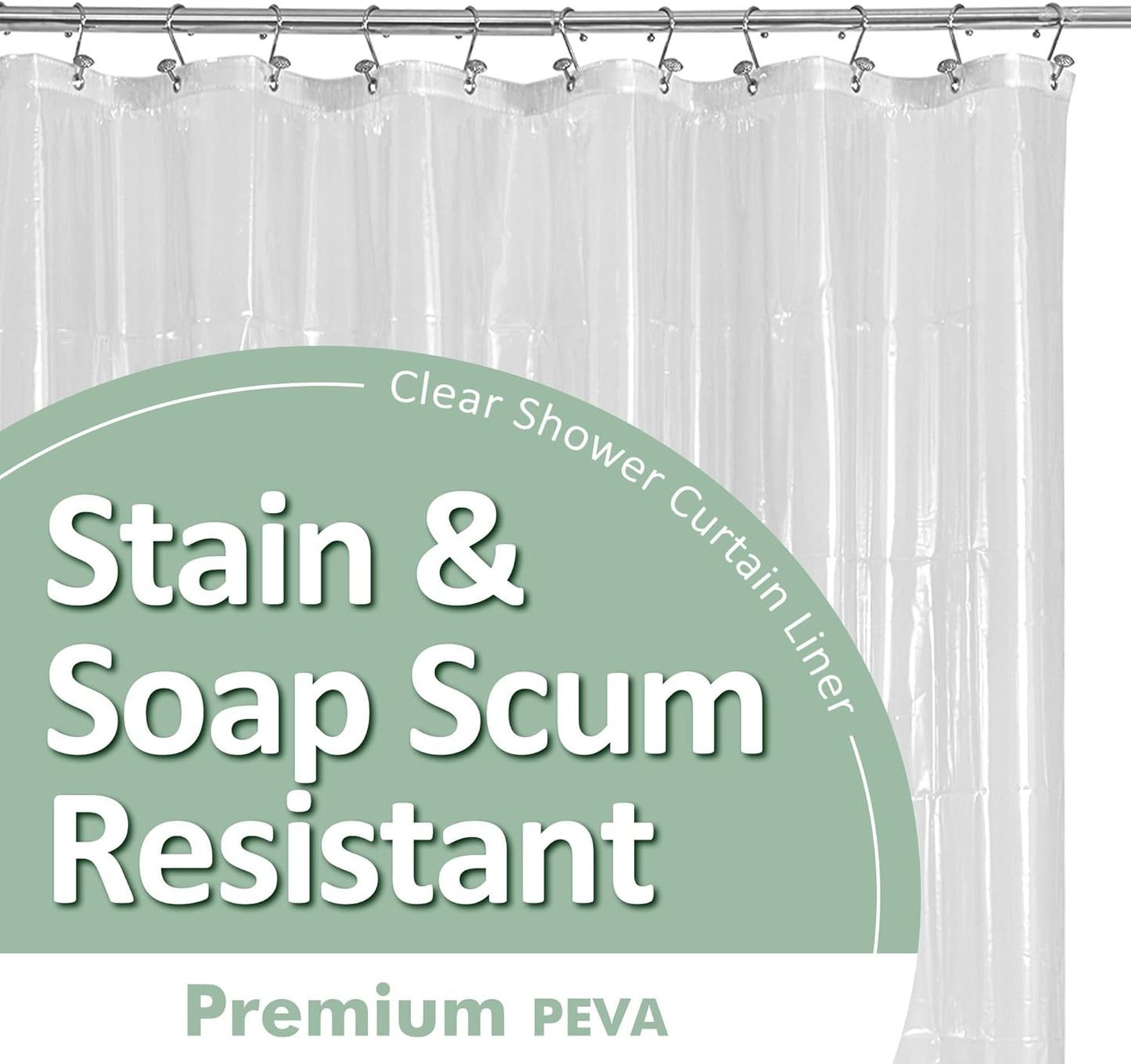 Clear Plastic Shower Liner - Premium Waterproof PEVA Curtain with Rustproof Grommets & 3 Magnets | Standard Size