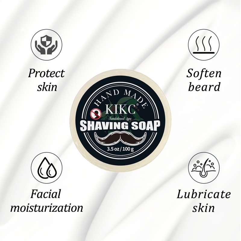 KIKC Shaving Soap and Shaving Cream Kit,Sandalwood Scent Shave Soap for Men,Shave Cream with Ocean Fragrance, a 3.5oz Soap, a 2 in 1 Shave Cream 150ml for Wet Shaving