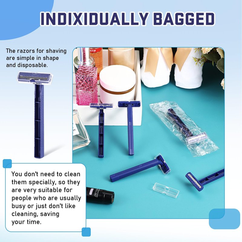 Chumia Twin Blade Razors for Men Stainless Steel Disposable Razors Men Bulk Plastic Shavers Multipurpose Portable Manual Disposable Shavers for Bathing Hotel Travel(400 Pieces)