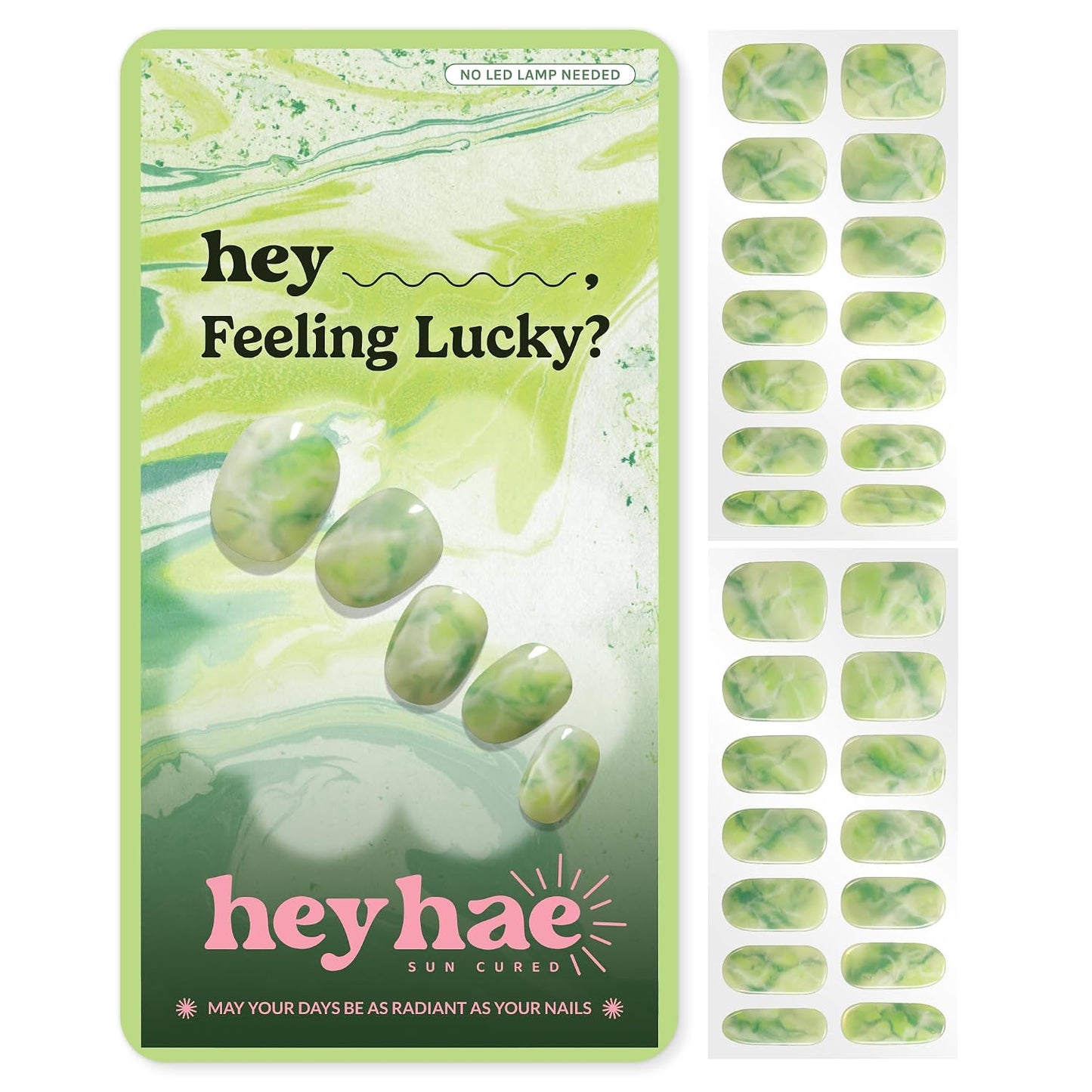 Semi Cured Gel Nail Strips - Easy Apply & Remove, No LED Lamp Needed | Winter Solid Green, 28 Strips & Accessories