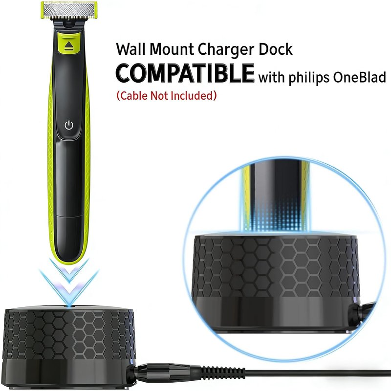 Wall Mount Charger Dock/Shaver Holder Compatible with Philips OneBlade (Cable Not Included)