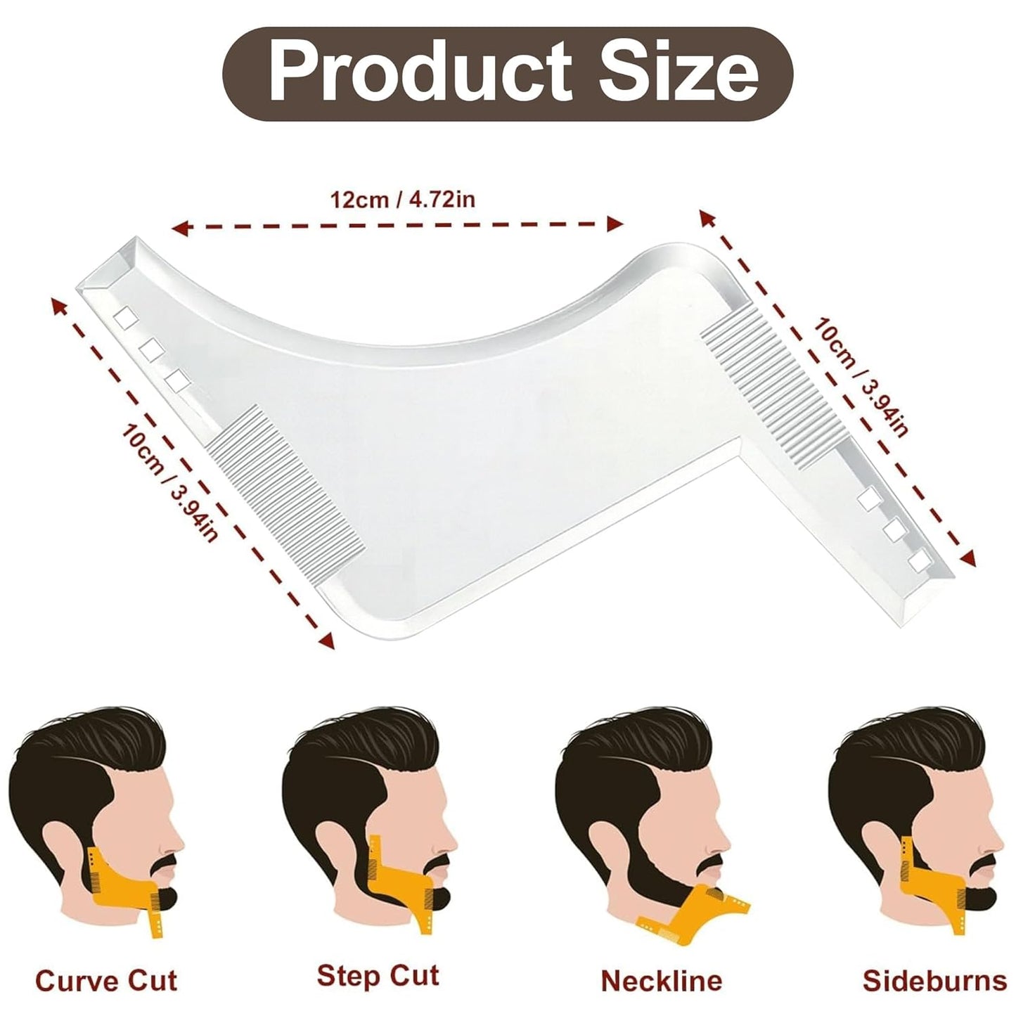 Beard Shaping Tool - Precision Styling Template with Built-in Comb | Ideal for Edging & Grooming