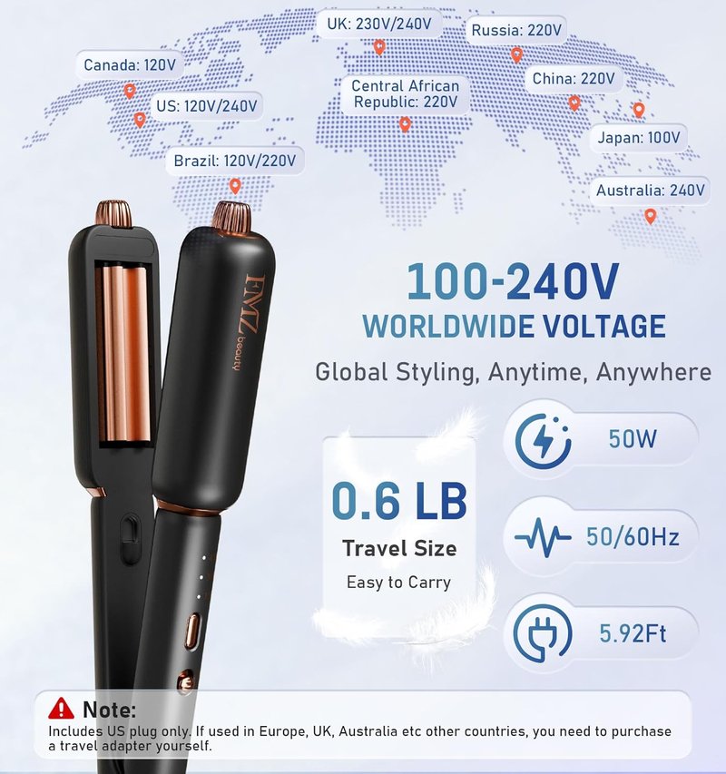 FMZ 4-in-1 Hair Straightener | Professional Ionic Flat Iron for Curling, Crimping & Straightening - Mini Portable Design for Travel
