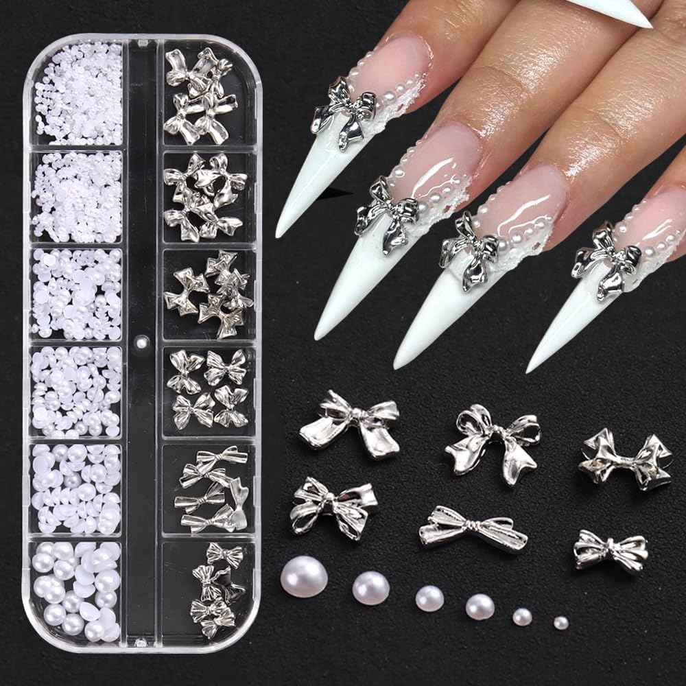 3D Star Nail Art Charms - Gold Metallic Studs & Rhinestones | Mixed Styles for DIY Manicure Supplies