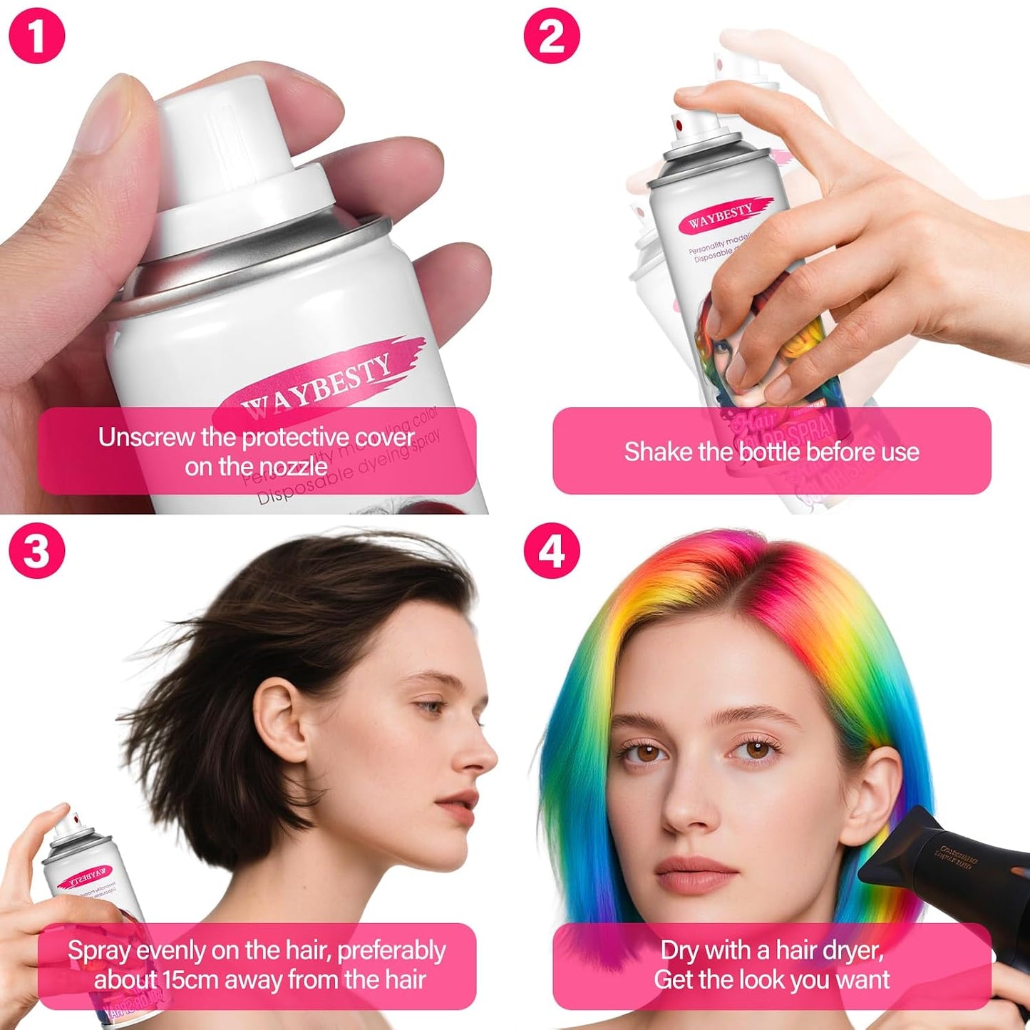 Temporary Black Hair Color Spray - Washable One-Day Dye for Kids, Women & Men | Ideal for Cosplay & Parties (120ml)
