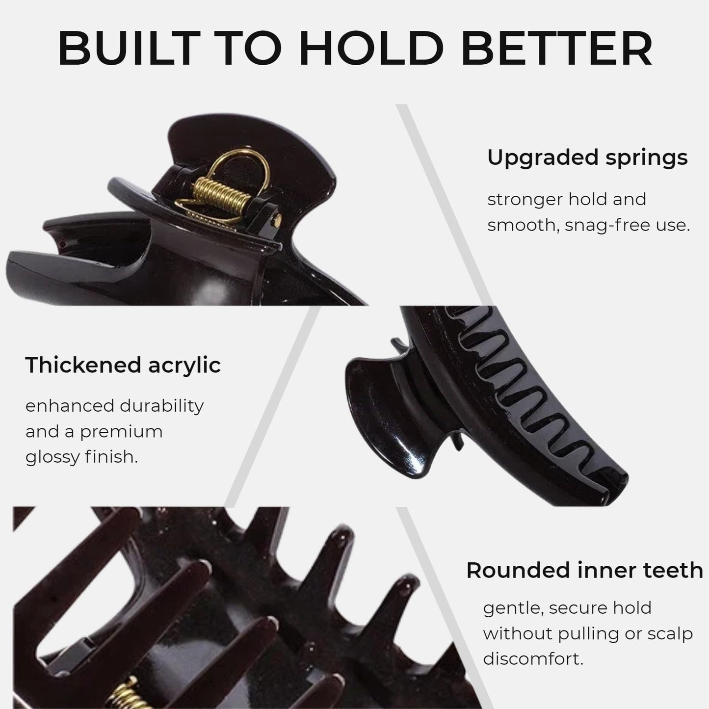 6 Inch Jumbo Claw Clip for Thick and Long Hair, Strong Grip Extra Large Hair Clips with Curved Design, Acrylic Non-Slip Oversized Hair Jaw Clip for Women Girls - Chocolate