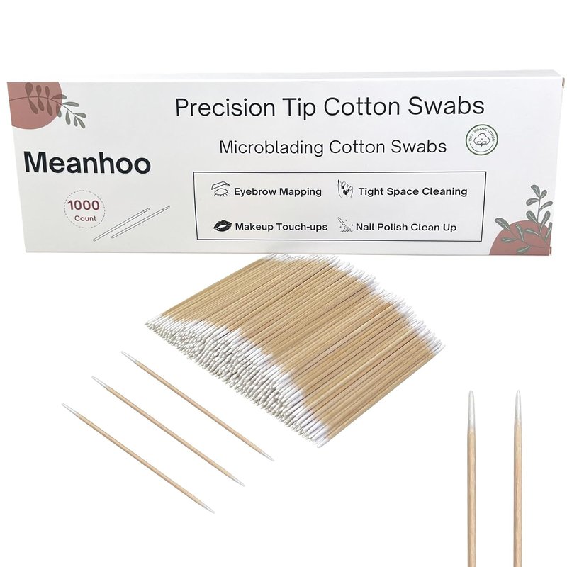 Double Pointed Cotton Swabs - 1000 Pcs Lint-Free Microblading Tool | 4 Inch Precision Makeup Applicators