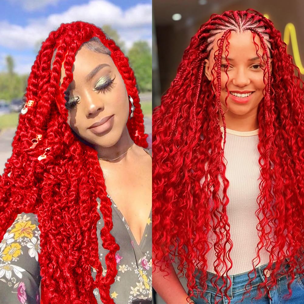 Human Braiding Hair for Boho Braids 100g 2 Bundles/Pack 18 18 Inch Curly Boho Hair for Braiding Color Red Deep Wave Bulk Bohemian
