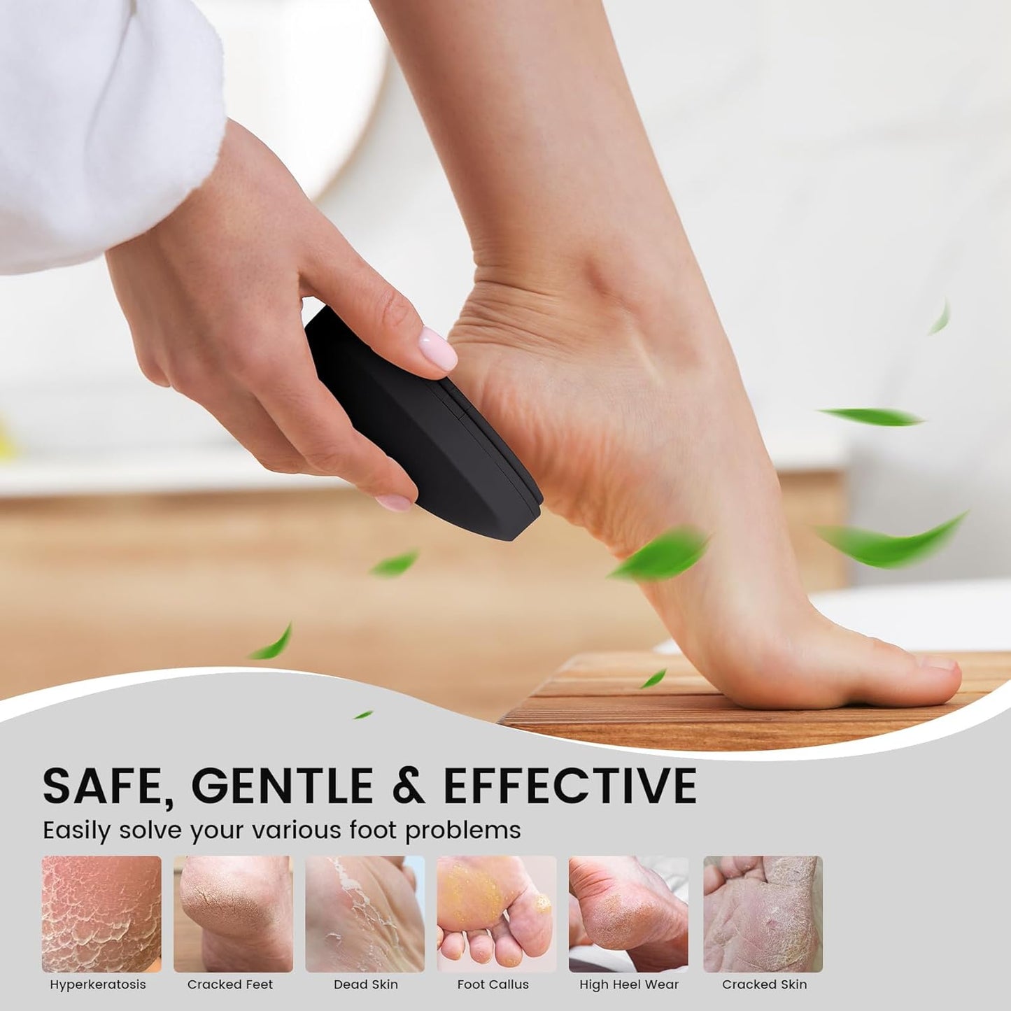 Nano Glass Foot Pumice Stone Callus Remover - Gentle Foot File Scraper for Dead Skin | Portable Pedi Egg Tool - Black