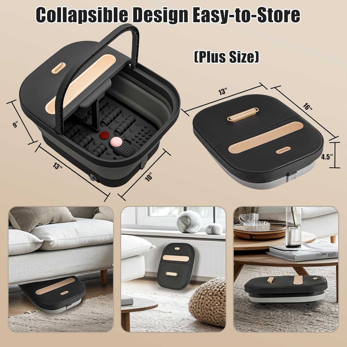 Collapsible Foot Spa Bath - Heated Massager with Bubble Jets | Remote Control & Pumice Stone for Relaxation