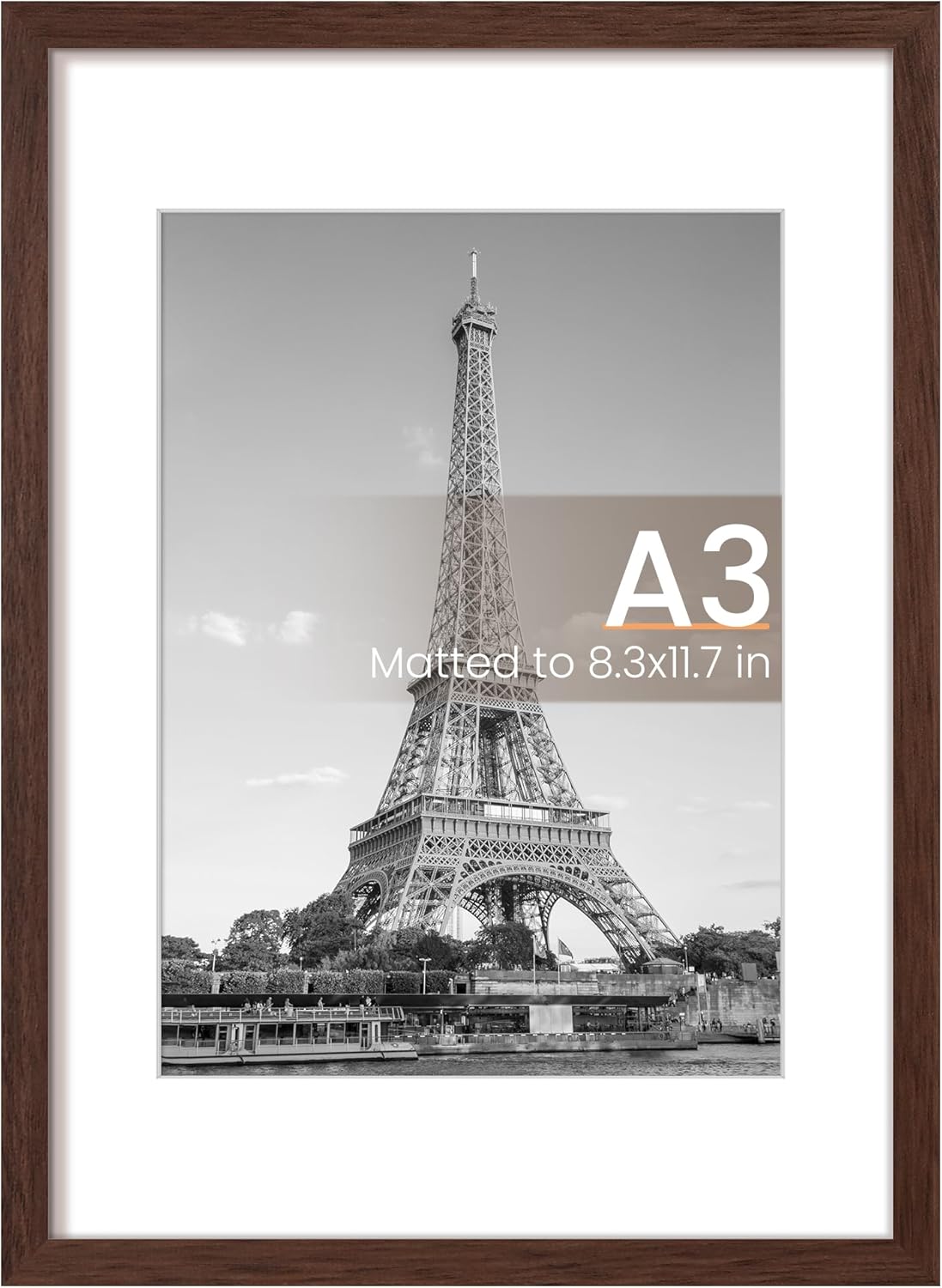 Upsimples 11x14 Picture Frame - Display 8x10 Photos with Mat or 11x14 Without Mat | Black Wall Hanging Frame