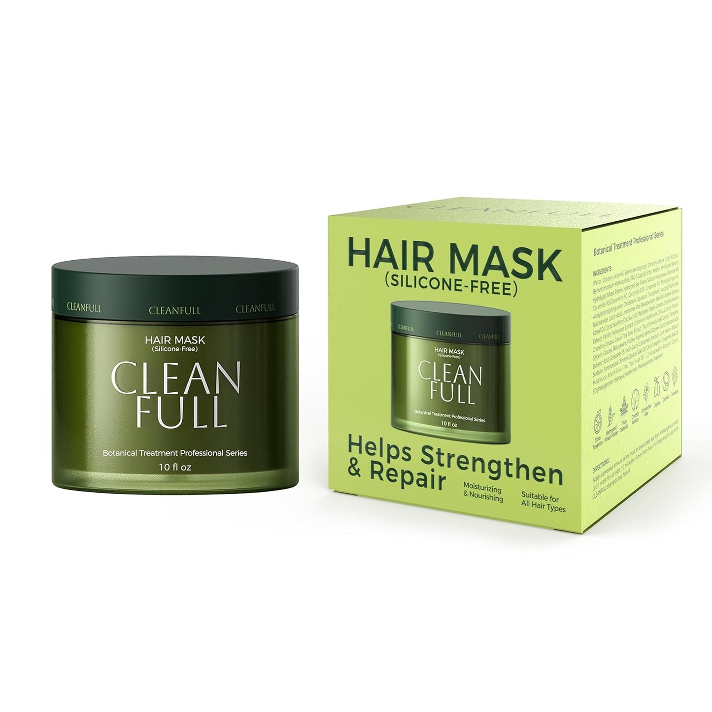 Botanical Keratin Hair Mask - Deep Repair Conditioner for Dry, Damaged Hair | Vegan, Silicone-Free, 10 fl oz