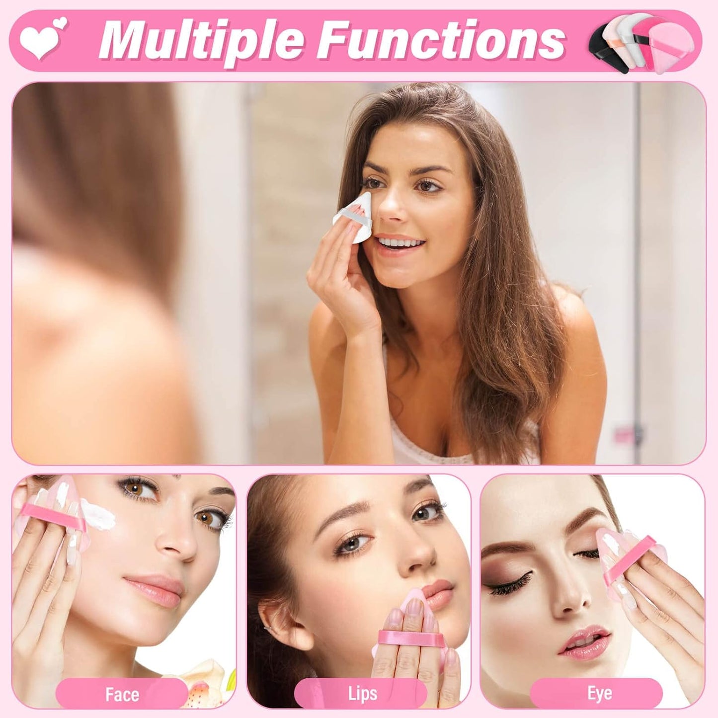 Caffox Triangle Powder Puffs - 60pcs Makeup Applicators for Face & Eye | Ideal for Setting & Loose Powder