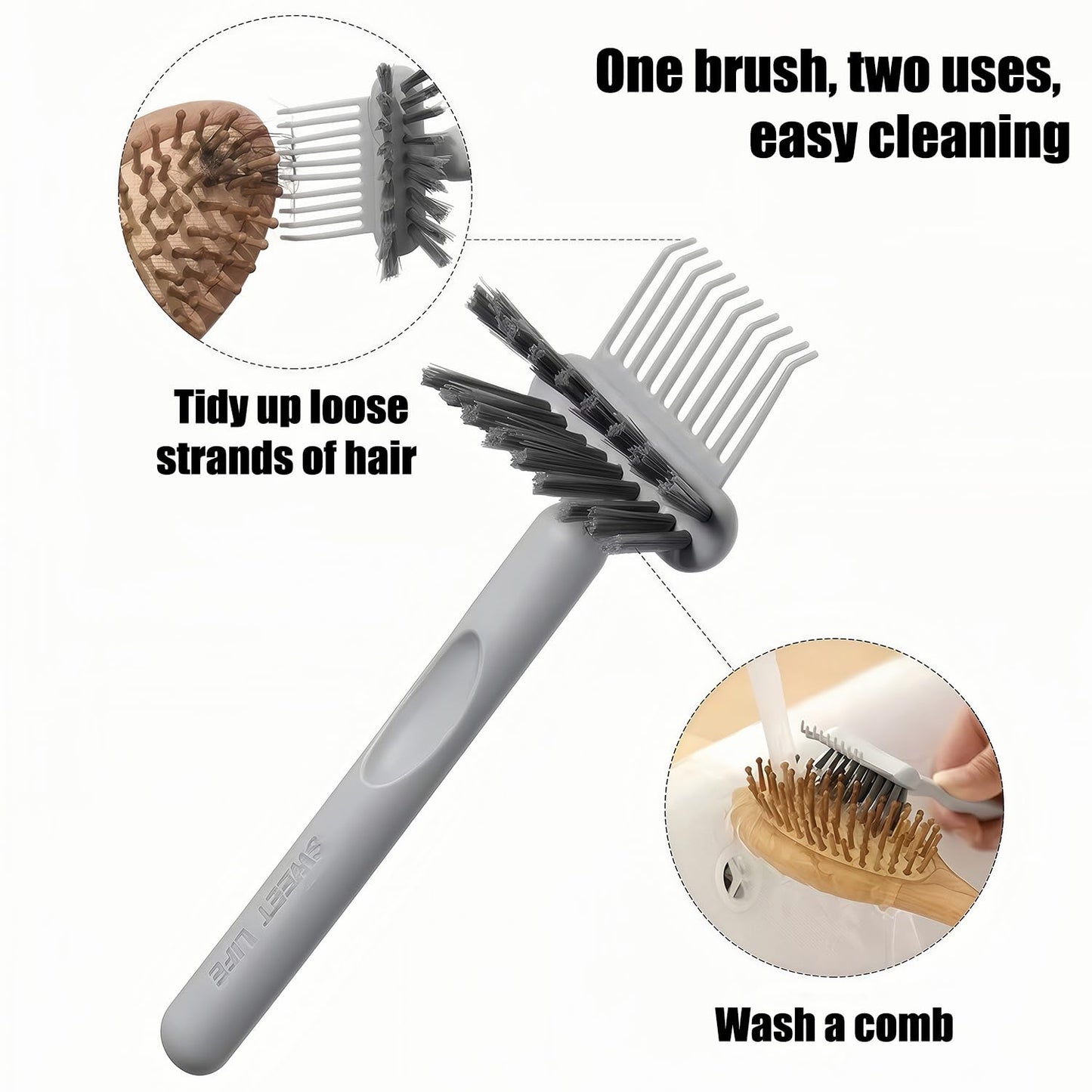 Hair Brush Cleaning Tool, White Comb Cleaner Brush for Removing Hair and Dust | Reusable Deshedding Tool for Home & Salon Use (1 Pack)