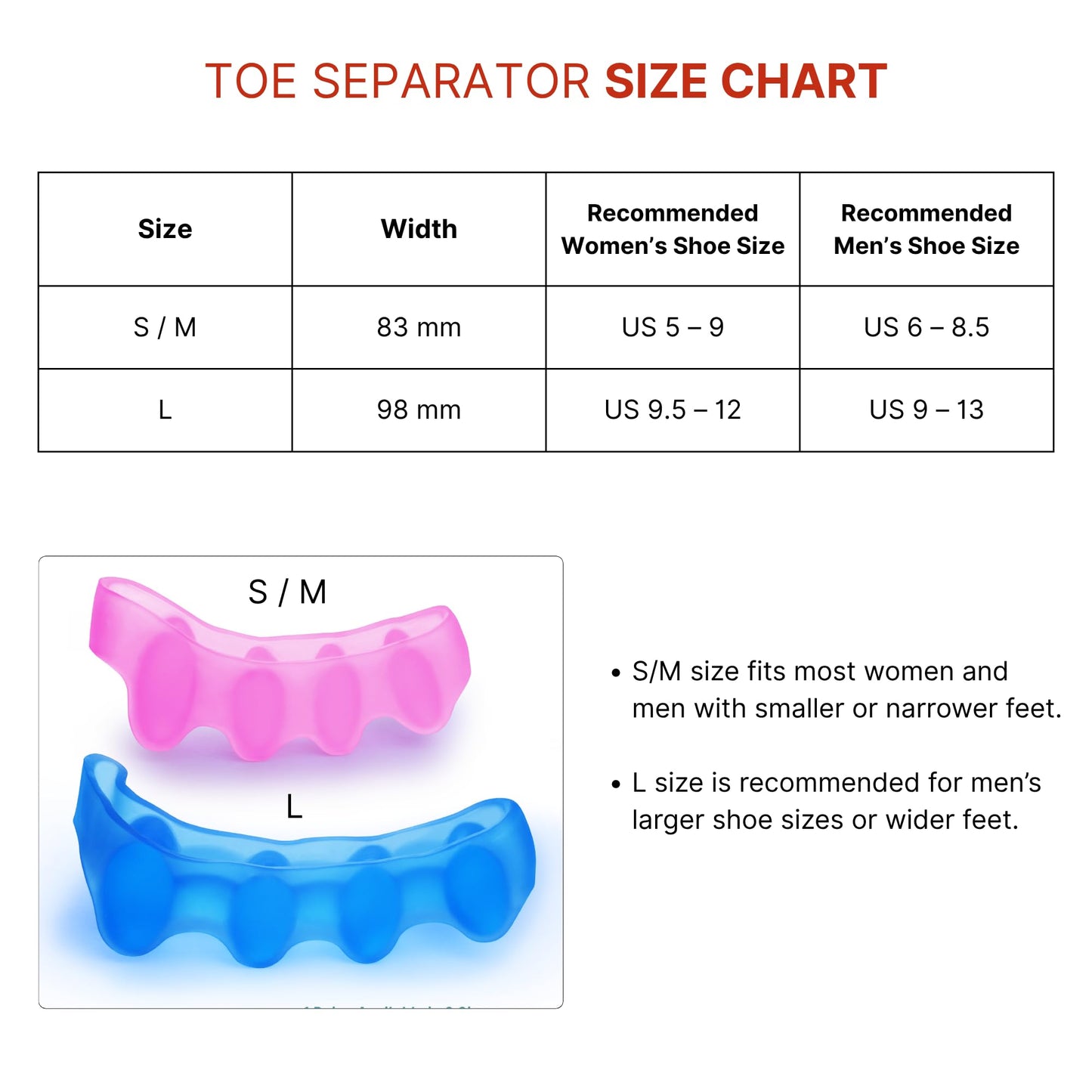 TEGA Toe Separators & Spacers for Men and Women - Silicone Toe Straightener for Bunion Correction, Plantar Fasciitis & Hammer Toe Relief - Restore Natural Foot Shape (Small/Medium)