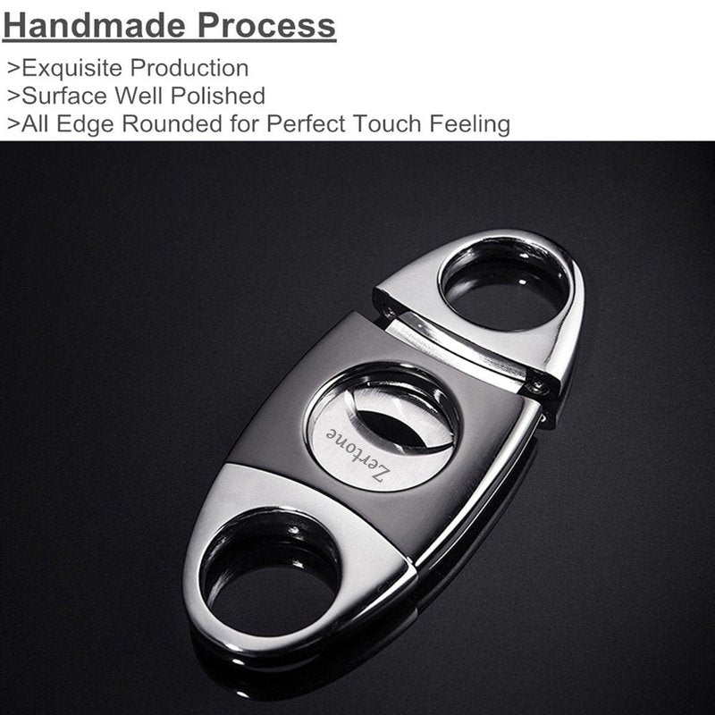 Cigar Cutter Guillotine 420 Stainless Steel Double Blade, 23mm Max. Cigar Diameter Guillotine Cigar Cutter (Gun Color)