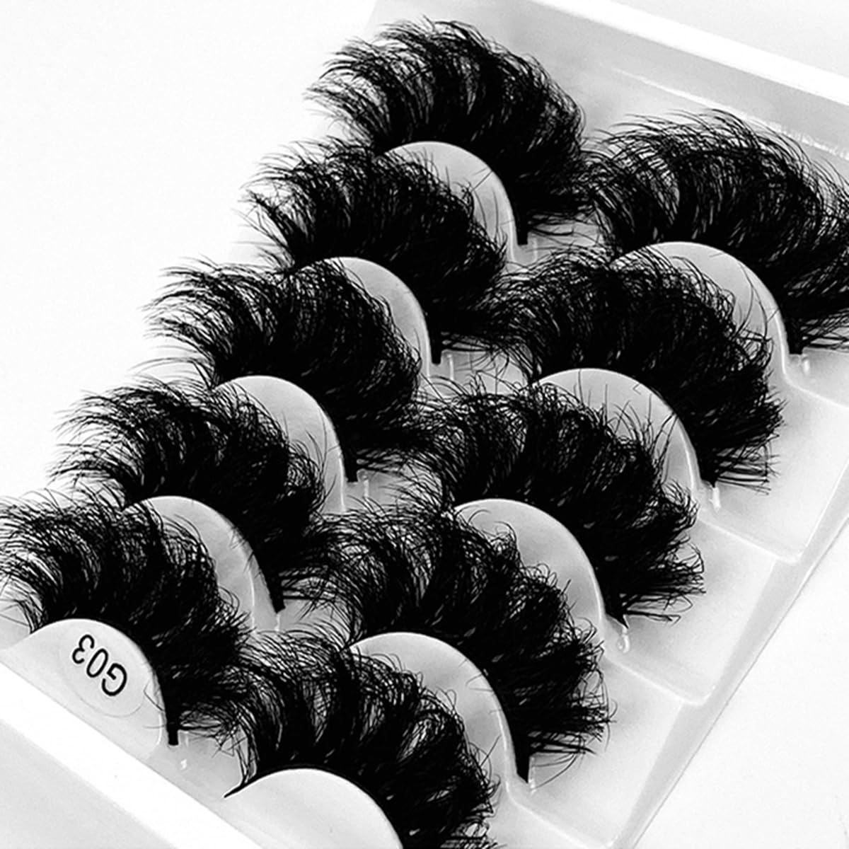 FEITA Fluffy False Eyelashes 25mm Lashes Set 3D Thick Volume Criss-Crossed Soft Eyelash Dramatic Faux Mink Fake Eye Lashes Natural Wispy 5 Pairs Packs
