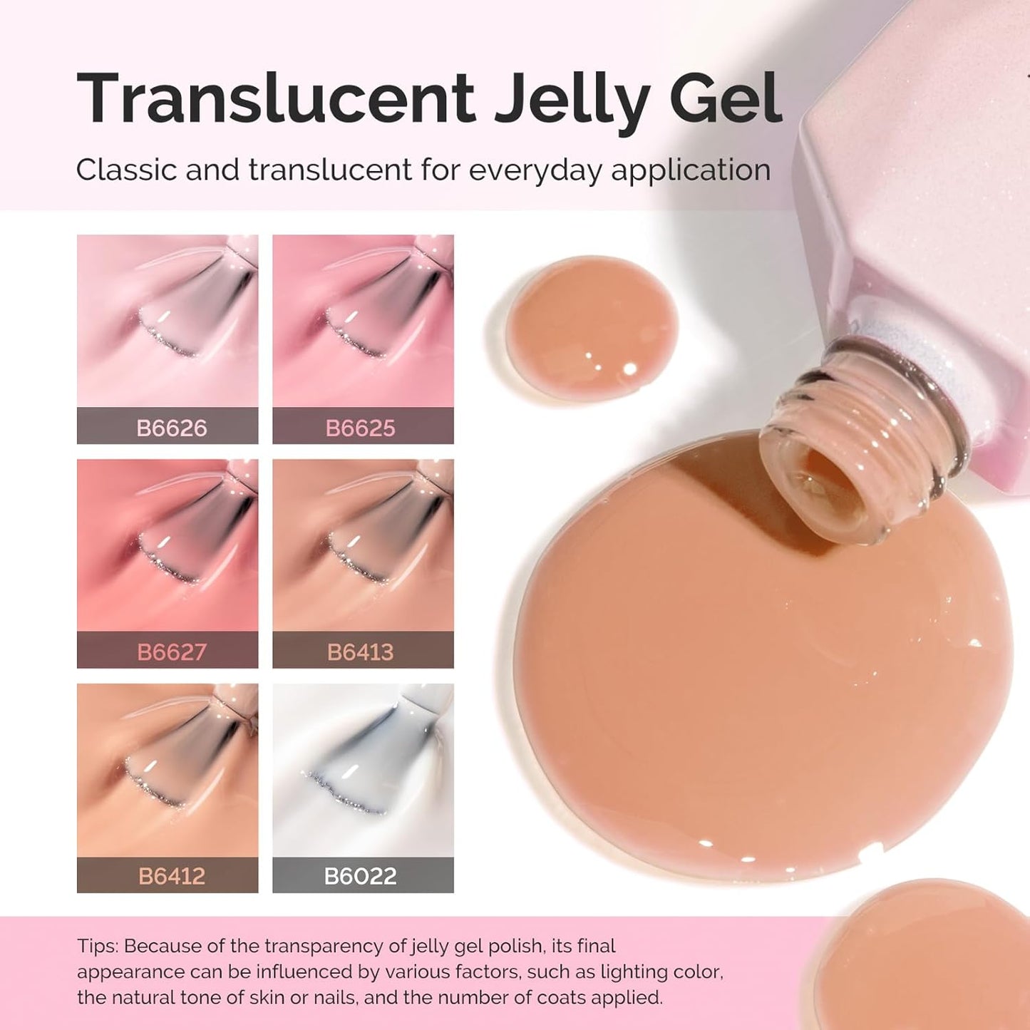 Jelly Gel Nail Polish Set - 6 Transparent Colors | Milky & Jelly Texture for DIY Manicure