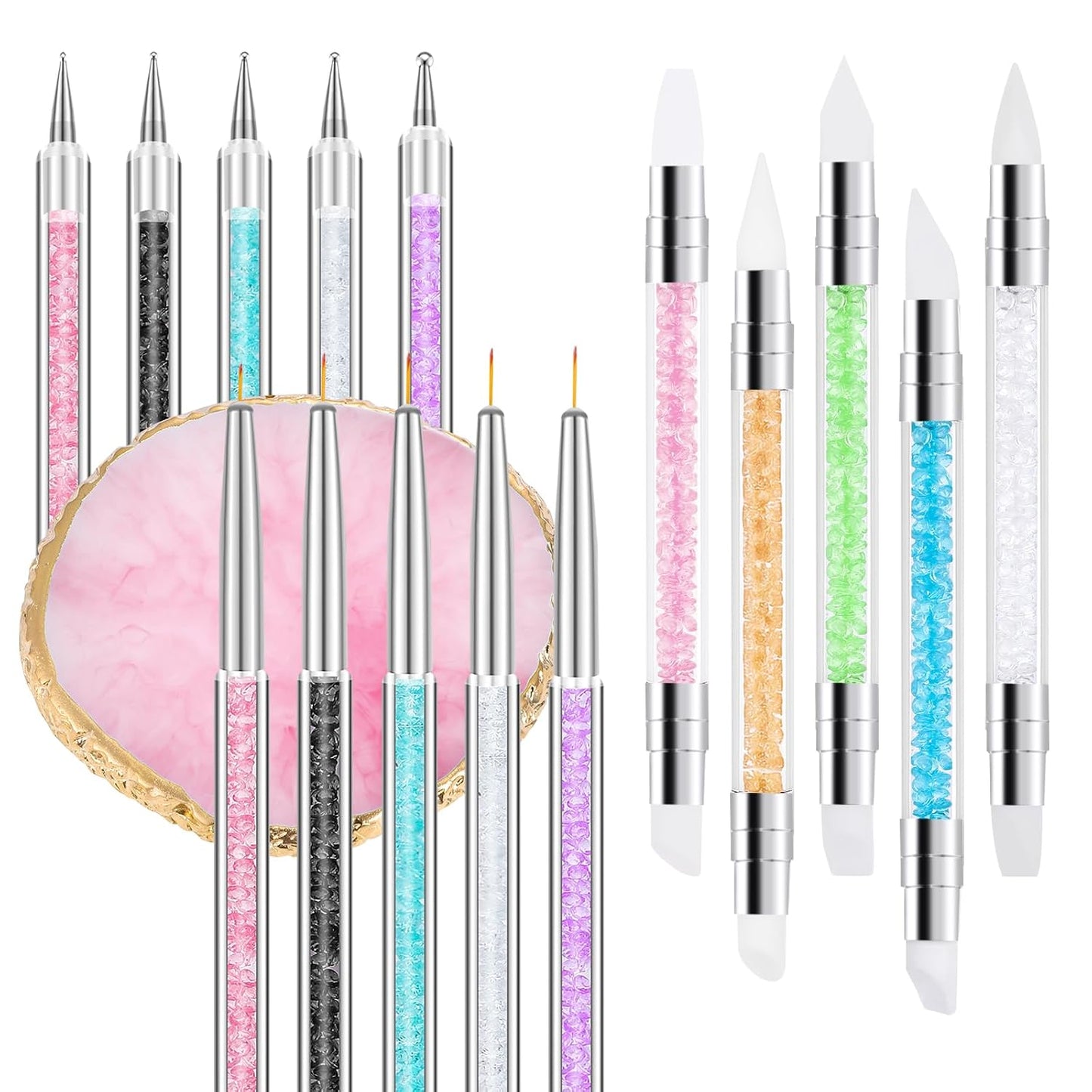 BESARME 11-Piece Nail Art Tools Set - Palette, Sculpture Pens & Dotting Pens for DIY Home Salon