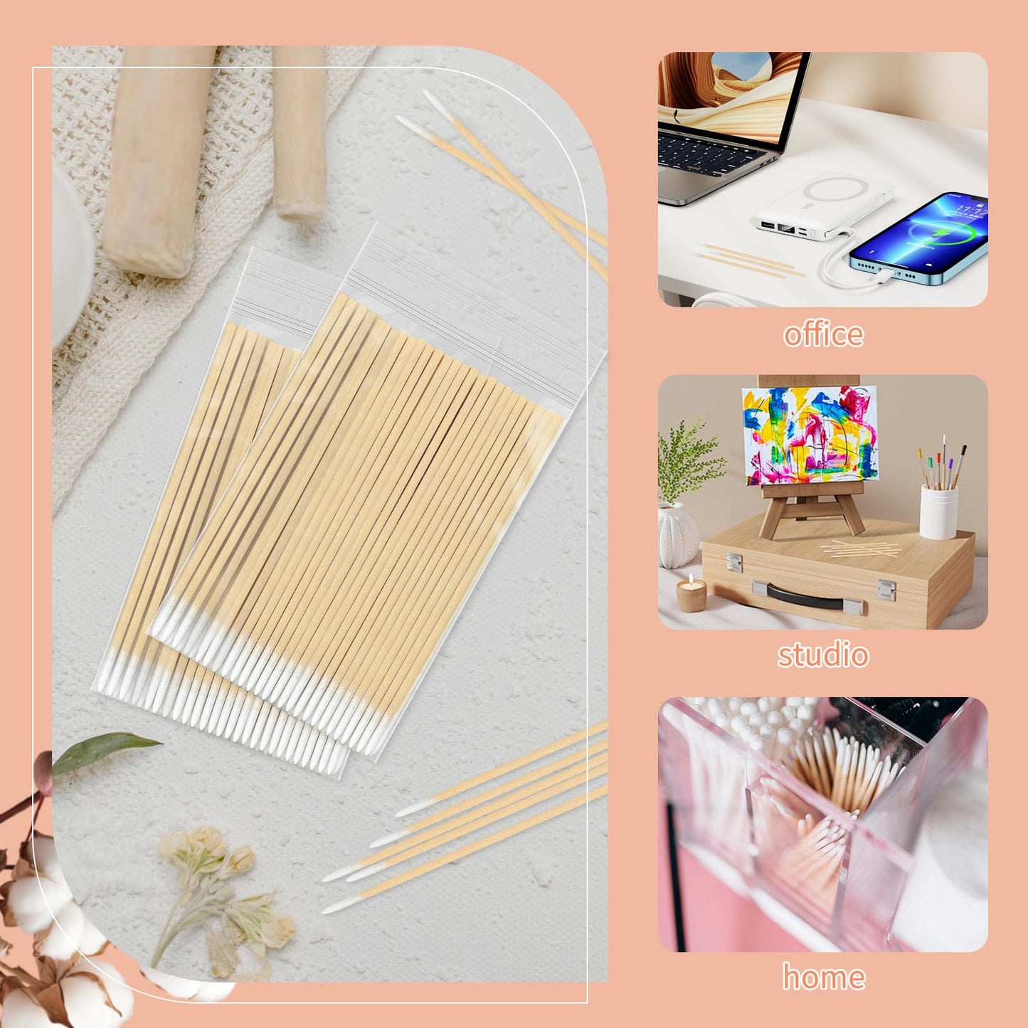 WYKOO 1600PCS Precision Microblading Cotton Swabs, 4 inch Pointed Cotton Swab, Disposable Cotton Sticks for Makeup, Cleaning Nail Polish, Eyebrow, Tattoo Permanent Supplies, Craft
