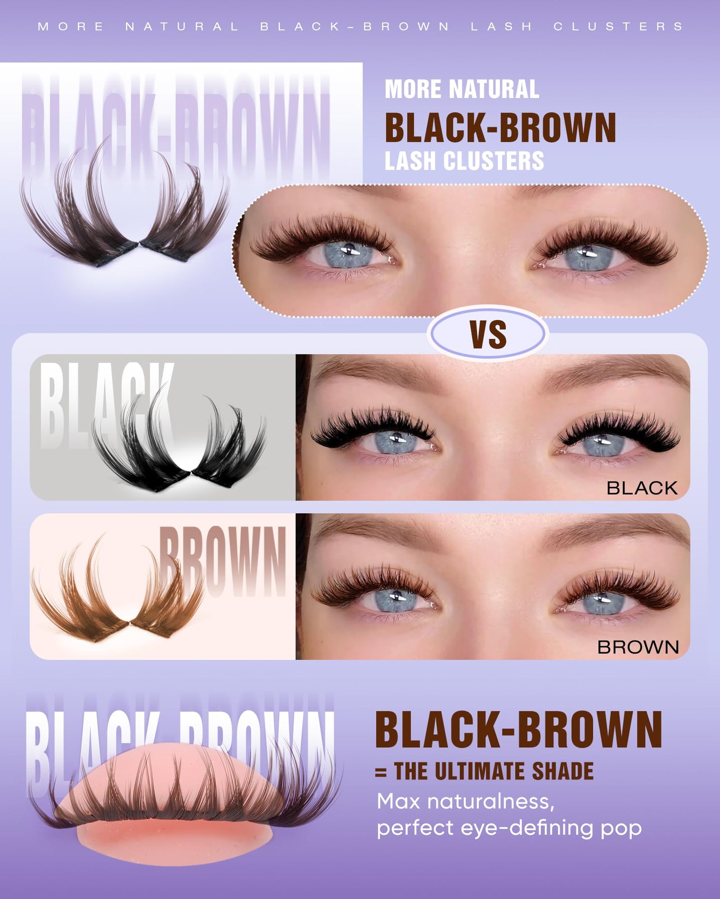 Black Brown Lash Clusters Wispy Eyelash Clusters Natural Flora Lashes Clusters More 10-14mm Cluster Eyelash Extensions DIY C-Curly Individual Lashes Fluffy Faux Mink Eyelashes Clusters by Ruairie