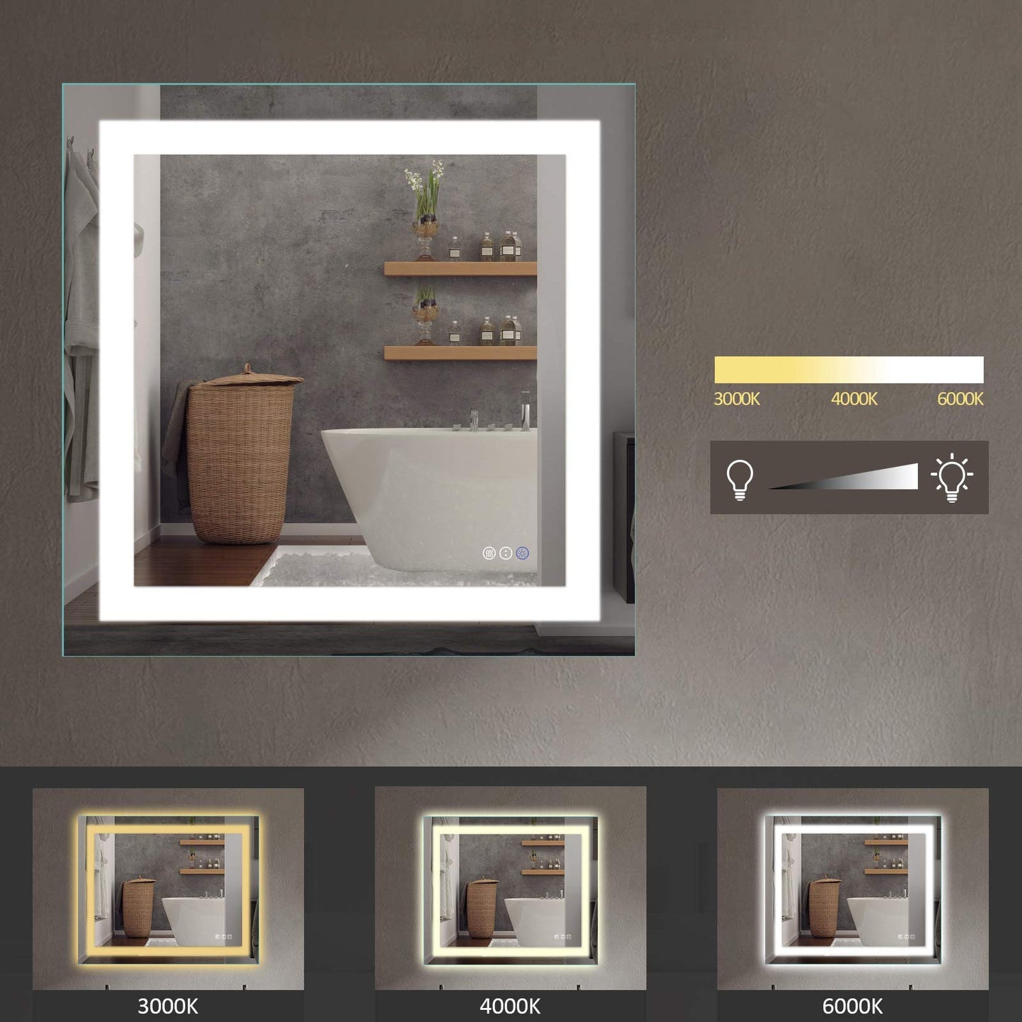 Amorho LED Bathroom Mirror 36"X36" with Front Light and Backlit