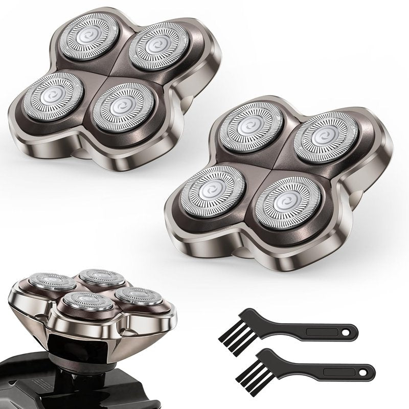 2 Pack Pro 4 Shaver Replacement Blades Compatible with Skulls Pitbulls Series Gold PRO, Silver PRO, Platinum PRO, Butterfly Kiss PRO Head Shavers, Floating 4 Heads Design, Shaver Replacement Head
