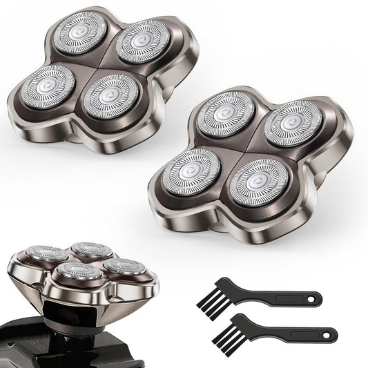 2 Pack Pro 4 Shaver Replacement Blades Compatible with Skulls Pitbulls Series Gold PRO, Silver PRO, Platinum PRO, Butterfly Kiss PRO Head Shavers, Floating 4 Heads Design, Shaver Replacement Head