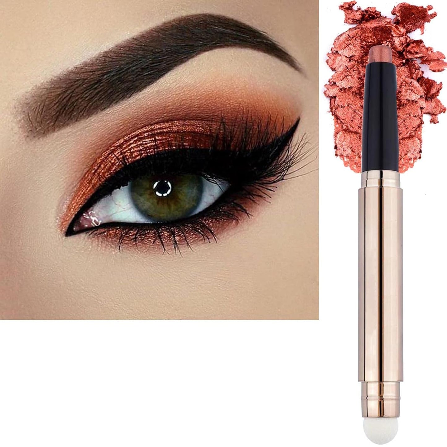 Light Gold Eyeshadow Stick - Waterproof Hypoallergenic Crayon Makeup | Long-Lasting Shimmer with Soft Brush