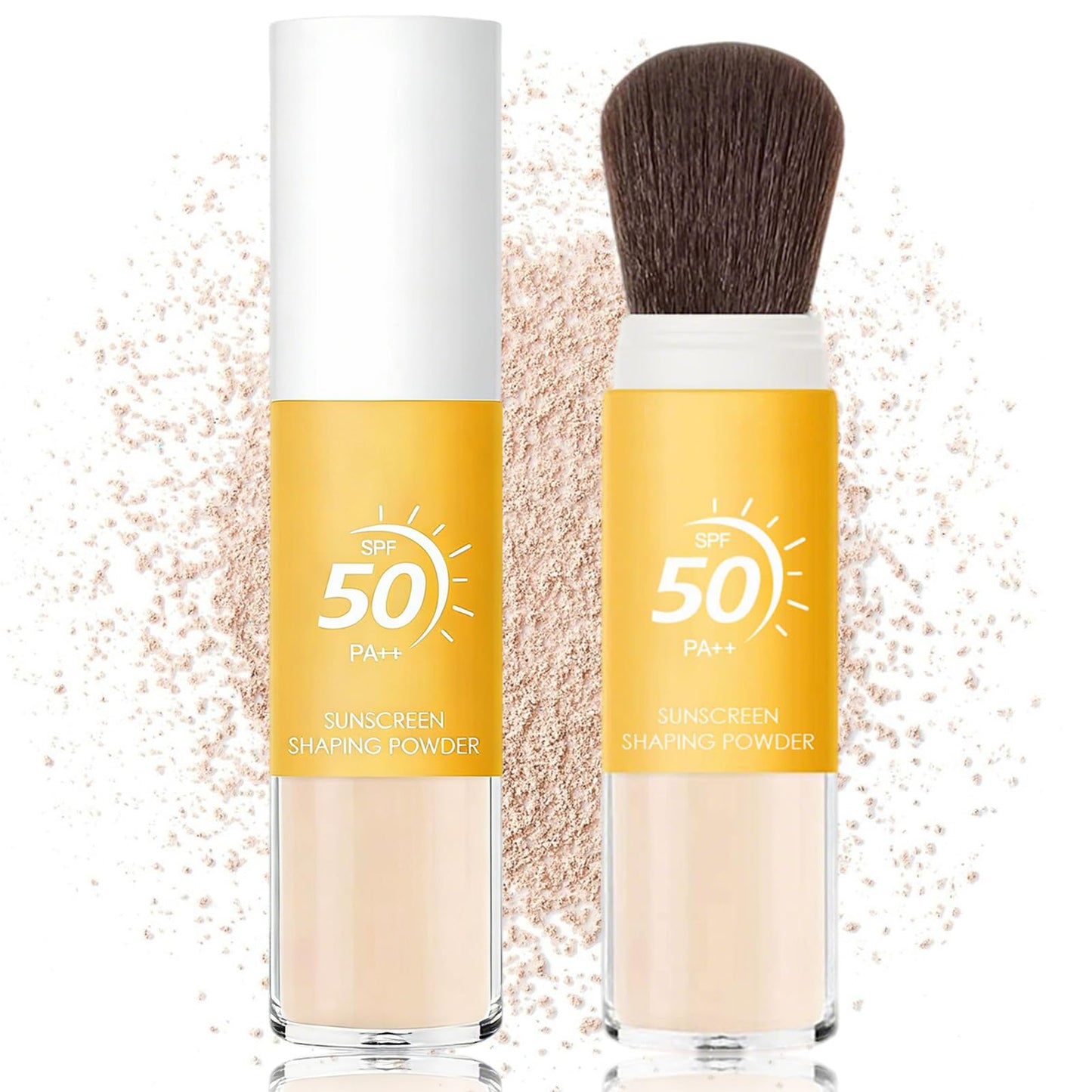 Mineral Sunscreen Setting Powder, SPF 50 Powder Sunscreen for Face & Scalp, Brush on Oil Control Hair Sunscreen Powder, Natural Matte Finish, Lasting Lightweight Breathable (Translucent)