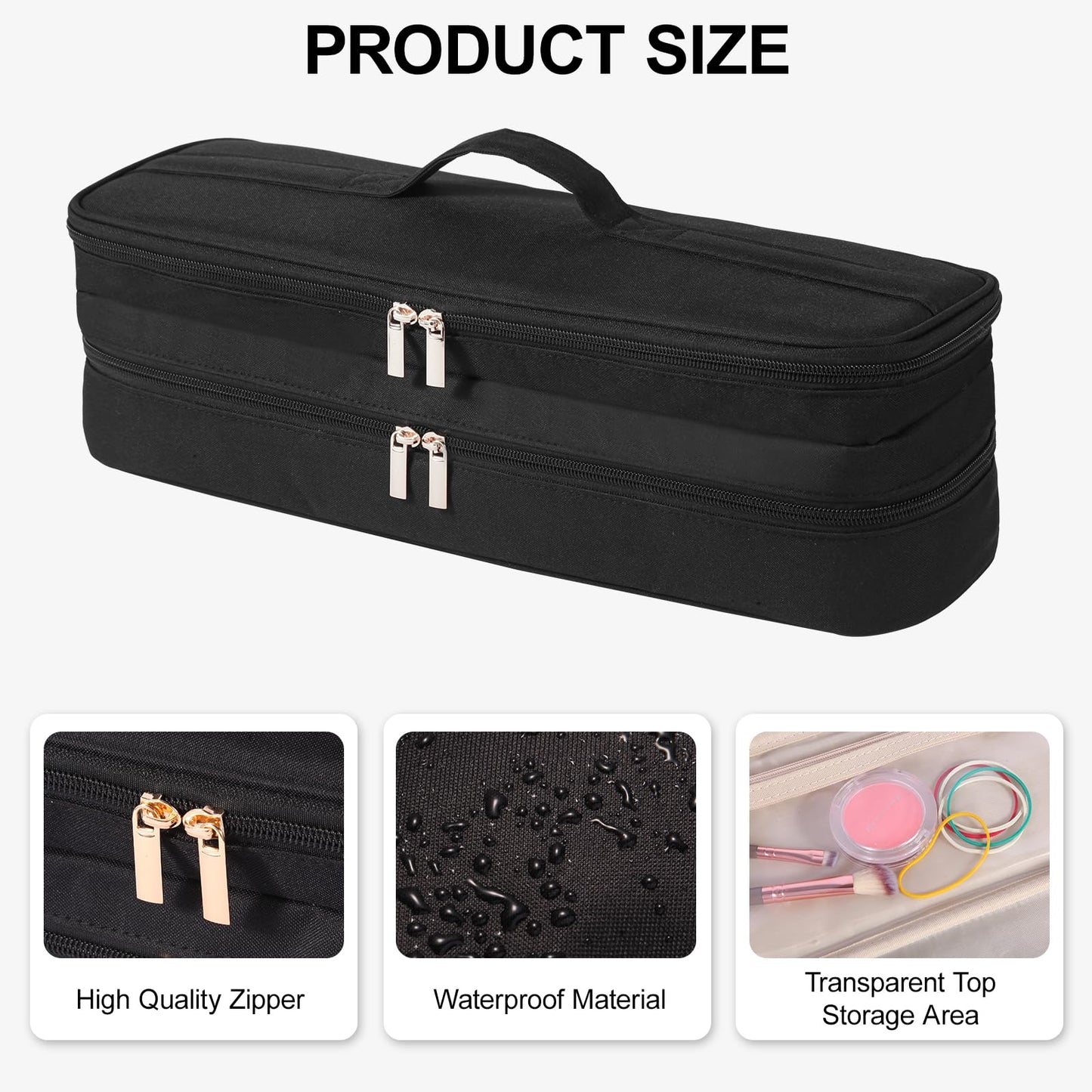 GENCAM Double-Layer Carrying Case for Dyson Airstrait Straightener, Travel Case for Dyson Airstraight, Portable Storage Case for Dyson Airstrait/Corrale Hair Straightener (Black)