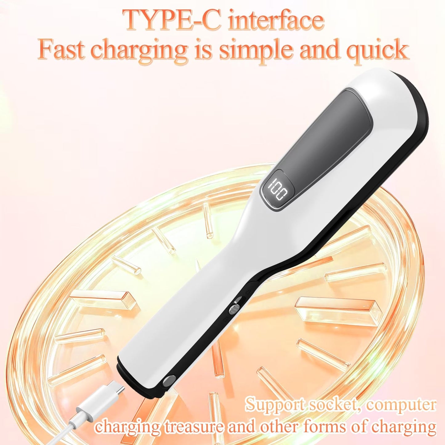 KYFIU Hair Trimmer Automatic Home Care Clipper 2-in-1 for Dry Damaged Splitting Broken Brittle Straight Curly Frizzy Beauty Styling (White)