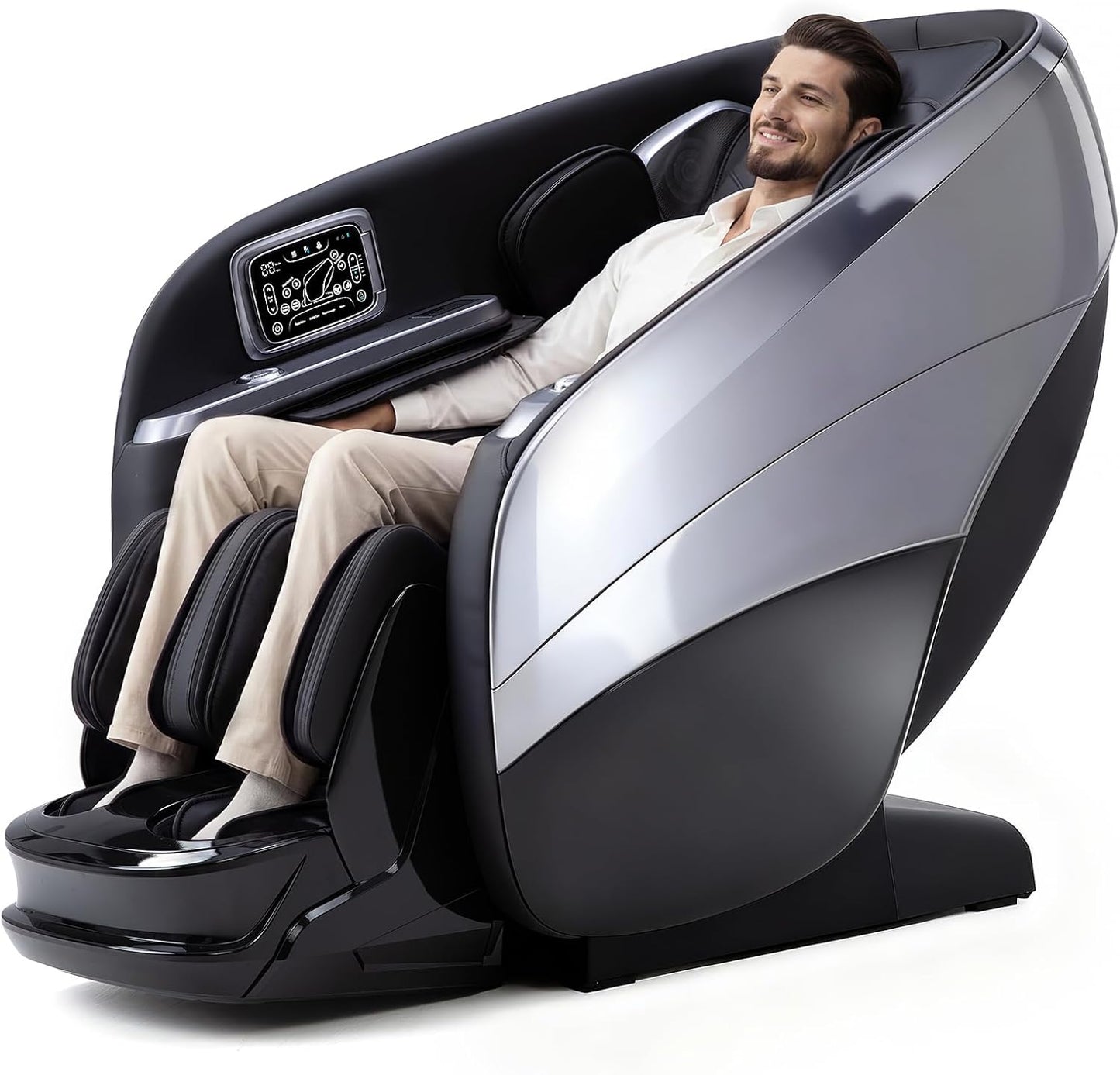 4D Massage Chair - Full Body Zero Gravity Recliner with 34 Airbags & 20 Auto Programs | AI Voice Control, 55" SL Track, Beige