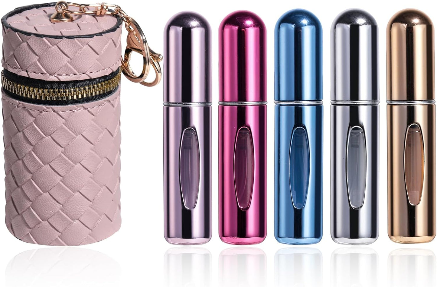 Mini Refillable Perfume Atomizer Bottles - 5PCS Travel Size 5ml Spray Set with Carry Bag
