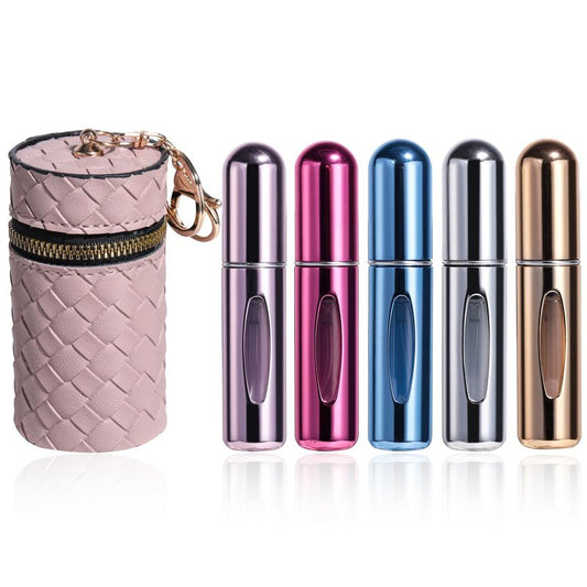 JPNK Mini Refillable Perfume Portable Atomizer Bottle 5PCS Travel Size Spray Refillable Refill Bottle 5 ml with Travel and Outgoing Bag