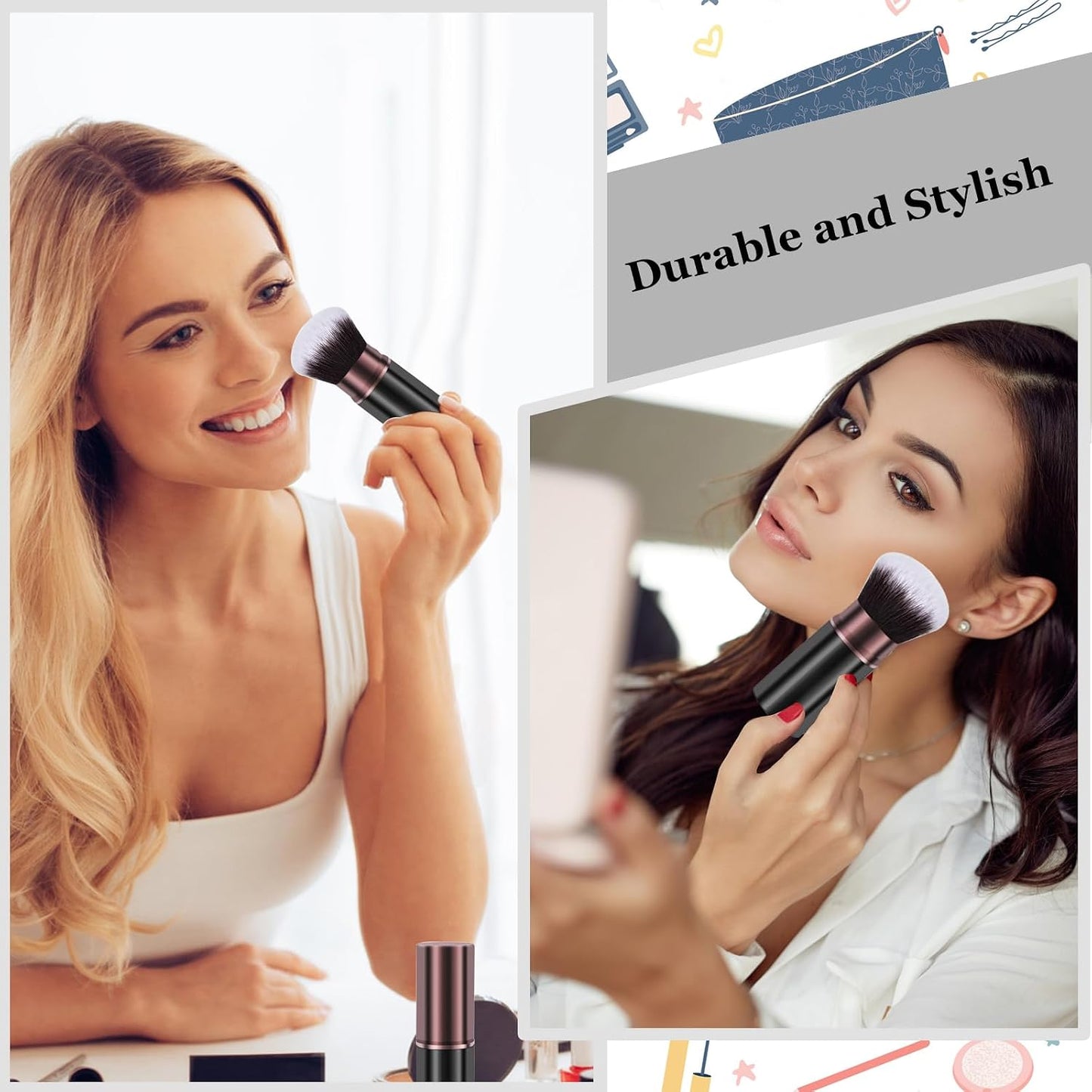 Retractable Kabuki Makeup Brush - Professional Travel Powder Brush for Flawless Blending | Ideal for Liquid, Cream, Blush & Bronzer