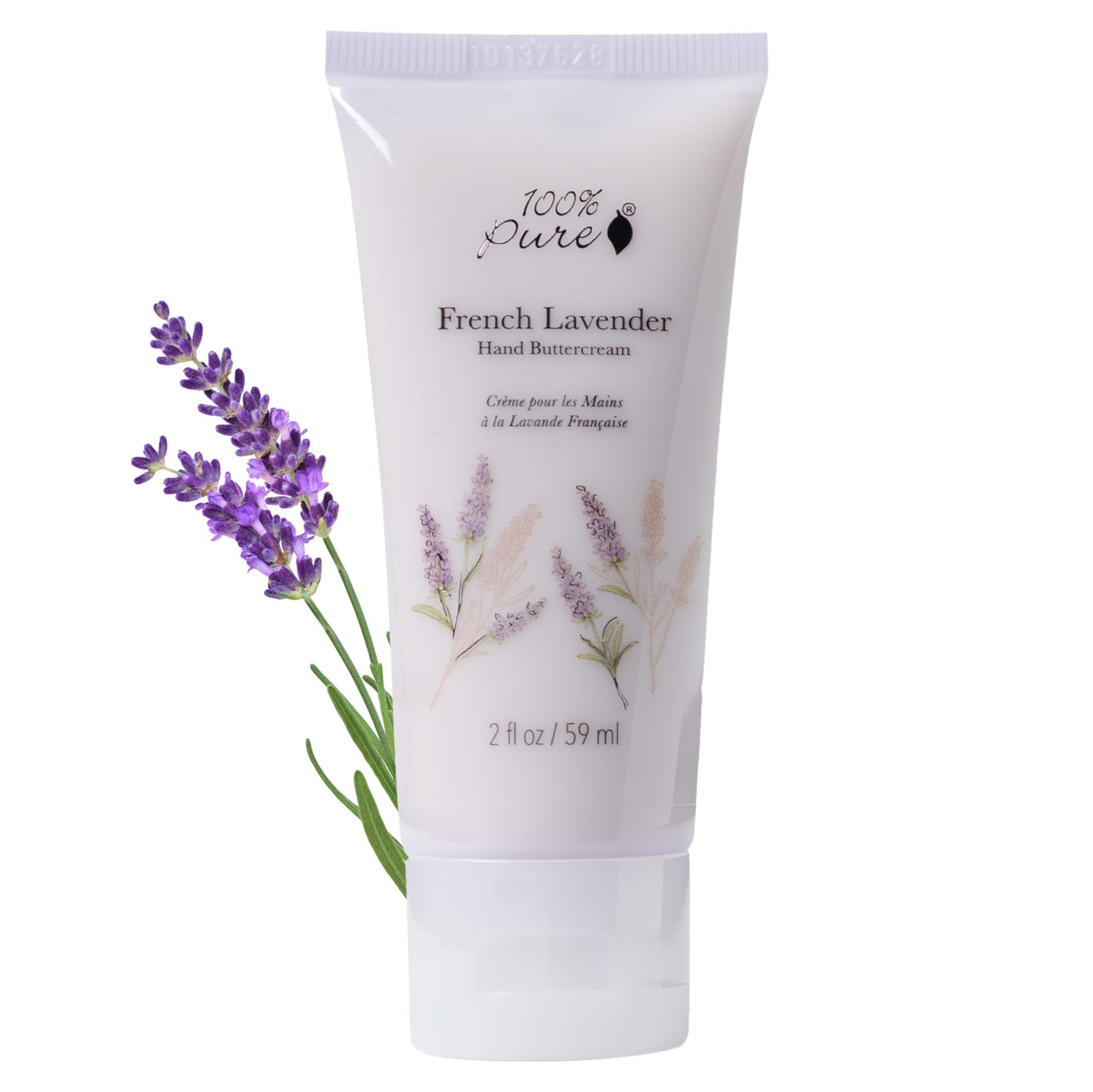 100% PURE French Lavender Hand Cream Non-Greasy Dry Skin Hand Lotion - Rich Cocoa Avocado & Shea Butter, Vitamins & Super Fruit Antioxidants - Natural Hand Buttercream for Soft Supple Skin - 2 Fl Oz