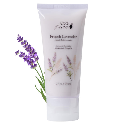 100% PURE French Lavender Hand Cream Non-Greasy Dry Skin Hand Lotion - Rich Cocoa Avocado & Shea Butter, Vitamins & Super Fruit Antioxidants - Natural Hand Buttercream for Soft Supple Skin - 2 Fl Oz