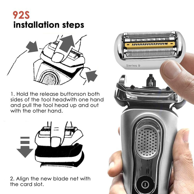 Braun Series 9 Replacement Head, Compatible with Series 9 Men's Electric Razor Replacement Shaver Head - 92S Electric Shaver Replacement Head Foil and Cutter Cassette